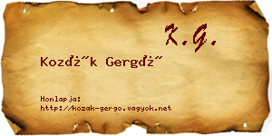 Kozák Gergő névjegykártya